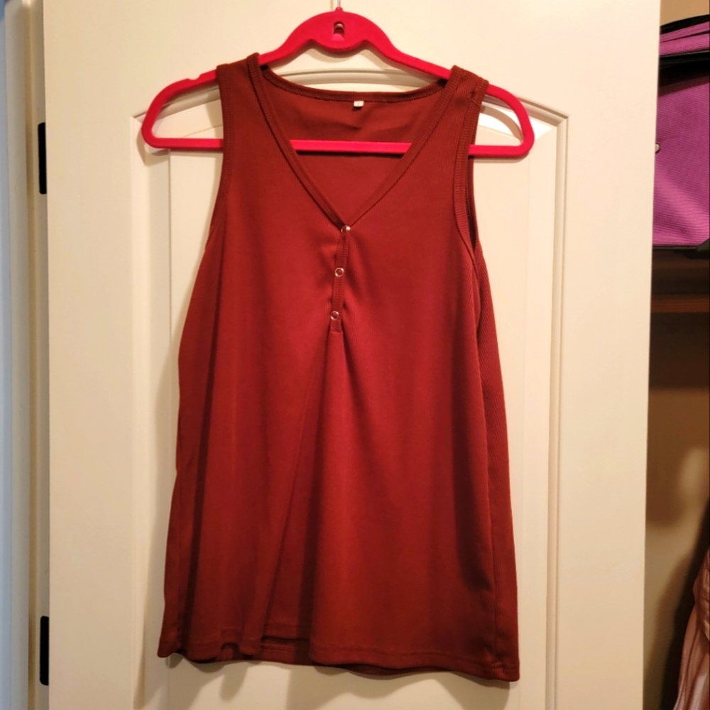 V neck button up shirt